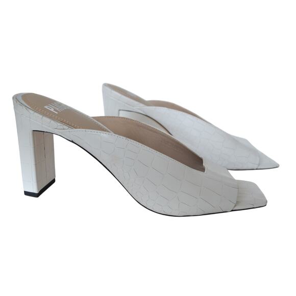 Paige Croc Embossed Leather Slip On Heel Size 8.5 - Picture 1 of 9